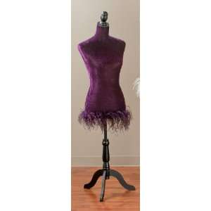  Purple Velvet Adjustable Dress Form W  Feather Trim: Arts 