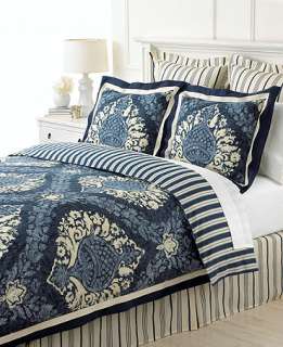 Martha Stewart Collection Bedding, Indigo Damask 6 Piece Comforter 