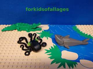 Lego Animal Minifig Lot Octopus / Squid, Alligator / Crocodile, Dark 