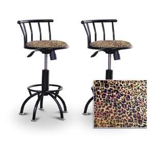   Animal Print Seat Black Adjustable Specialty / Custom Barstools Set