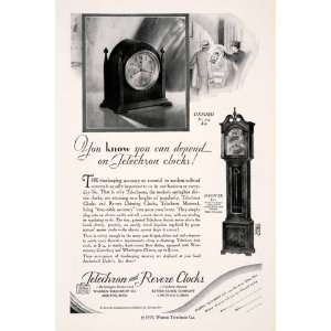  1929 Ad Antique Telechron Revere Mantel Grandfather Clocks 