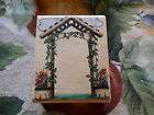Rubber Stamp Garden Gate Arch Flowers Ivy Vines Creeping Scene Cloud 