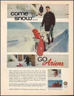 1970 ARIENS Sno Thro SNOW BLOWER Photo AD~1971 Model?  