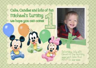 MINNIE MICKEY MOUSE BABY CUSTOM PHOTO INVITATIONS  