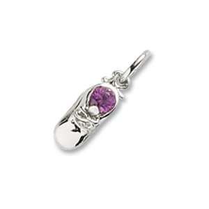   Charms Baby Shoe Charm with Simulated Alexandrite, Sterling Silver