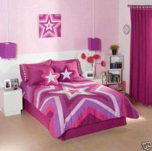 Girls Superstar Star Purple Comforter Bedding Set Twin  