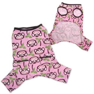 Dog Clothes Pink Tropical Monkey Pajamas size Large  