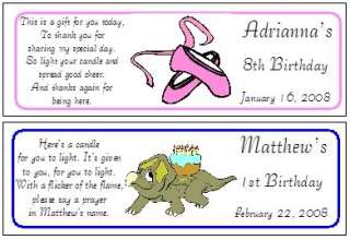 14 Personalized (Self adhesive) Birthday Votive Candle Labels