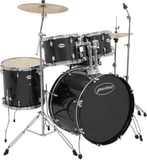 Pulse 5 Piece Standard Drum Set With Cymbals Black  