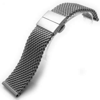 22mm Heavy Stainless Steel Mesh Watch Band Deployment Strap B 