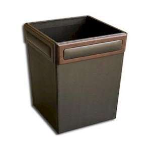    Rosewood and Leather Leather and Wood Waste Basket