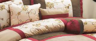   Brown Sequin Floral Comforter Set Bed in a bag Cal King Size  