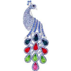  Colourful Peacock Austrian Crystal Large Bird Pin Brooch Jewelry