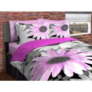  Girl Pink Black White Flower Daisy Photo Real Twin 