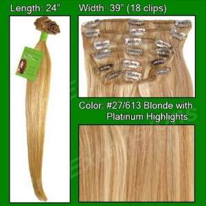  Remi Clip Hair Extensions 24  Golden Blonde w/ Platinum 