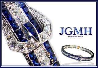 17.5 Carat Sapphire & Diamond Bracelet, Platinum, MINT!  