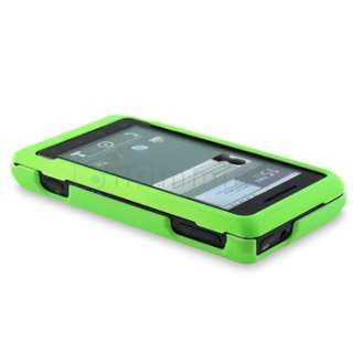 Green Rubber Hard Cover Case+Car Charger+LCD Film For Motorola Droid 2 