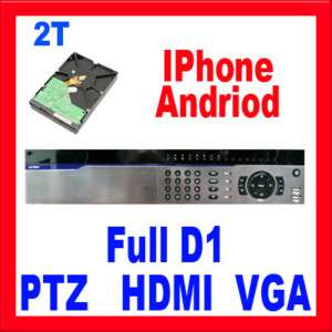   Full D1 HDMI H.264 Security Camera CCTV DVR 2TB HDD Motion PTZ  