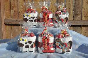   Western Mini Diaper Cakes Baby Shower Gift/Favor/Centerpiece Set of 6