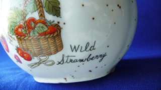 SMALL CERAMIC PITCHER Wild Strawberry Brown Rim Gray  