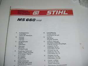 STIHL CHAINSAW MS660 PARTS LIST MANUAL  