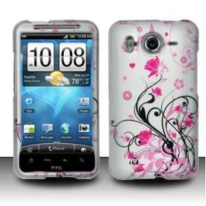For HTC Inspire 4G (AT&T) Rubberized Design Cover Pink Vines Hard Case 