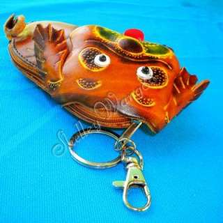 Genuine Cattle Leather Coin Change Purse Lovely Dog  