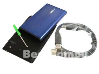 NEW Blue USB 2.0 Computer Hard Disk Enclosure case 2.5  