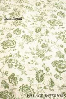  GREEN WHITE TOILE CAL / KING QUILT  WILLIAMSBURG COLLECTION  