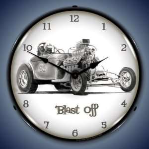    Blast Off Hotrod Race Car Lighted Wall Clock 