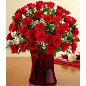 Three Dozen Long Stemmed Red Roses with Free Ruby Vase  