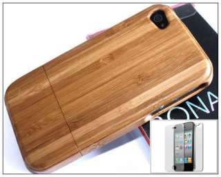 Genuine Natural Bamboo Wood Wooden Case Cover iPhone 4 4S Front&back 