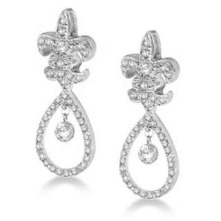lis dangling drop diamond earrings 14k white gold 0 25ct