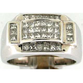 00ctw Princess Cut Diamond Mens 14K White Gold Ring  