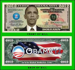   Obama 2012 Commemorative Dollar Bills   2 Bills for 99 cents  