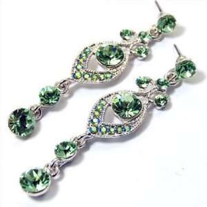   Green Swarovski Crystal Drop Earrings Fashion Jewelry: Jewelry