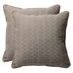 Outdoor 2 Piece Square Toss Pillow Set   Brown/Off White Geometric 18 