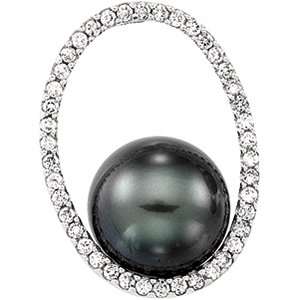   Gold 11.00mm 1 3Cttw Tahitian Pearl And Diamond Pendant Jewelry