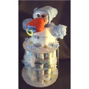    Blue Duck Baby Shower Gift Diaper Cake Centerpiece 