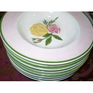 Bob Mackie 2000 Dinnerware Set of 4 Soup Bowls Pink/Green/Yellow