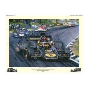   Black and Gold Victory Racing Print Autographed By Emerson Fittipaldi