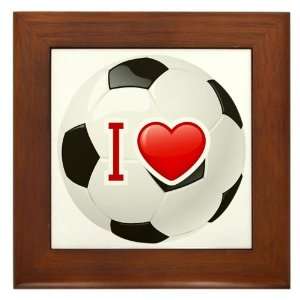  Framed Tile I Love Soccer or Football 
