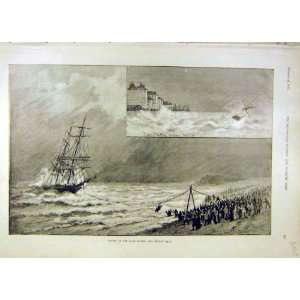   Wreck Nerissa Coast Sea Gale Storm Victorian Print