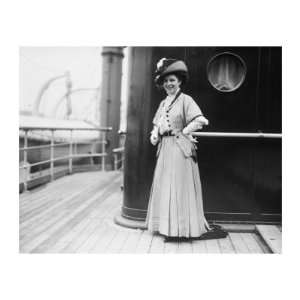Geraldine Farrar, Poses for a News Photographer Aboard an Ocean Liner 