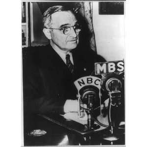  Harry S. Truman,1884 1972,making radio broadcast,1945 
