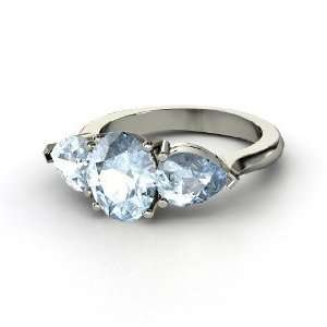  Jessica Ring, Oval Aquamarine 14K White Gold Ring Jewelry