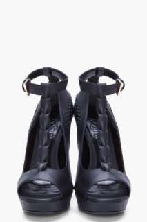Alexander Mcqueen Black Leather T strap Pumps for women  SSENSE