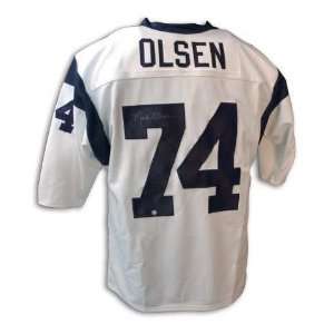  Autographed Merlin Olsen Autographed Rams White Throwback 