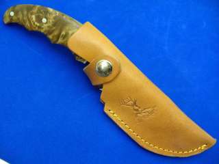 Elk Ridge Burl Handle Gut Hook Hunting Skinner Knife with Sheath 