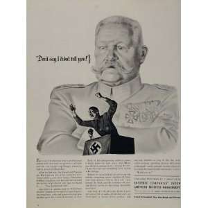  1943 Ad WWII Paul Von Hindenburg German Field Marshal 